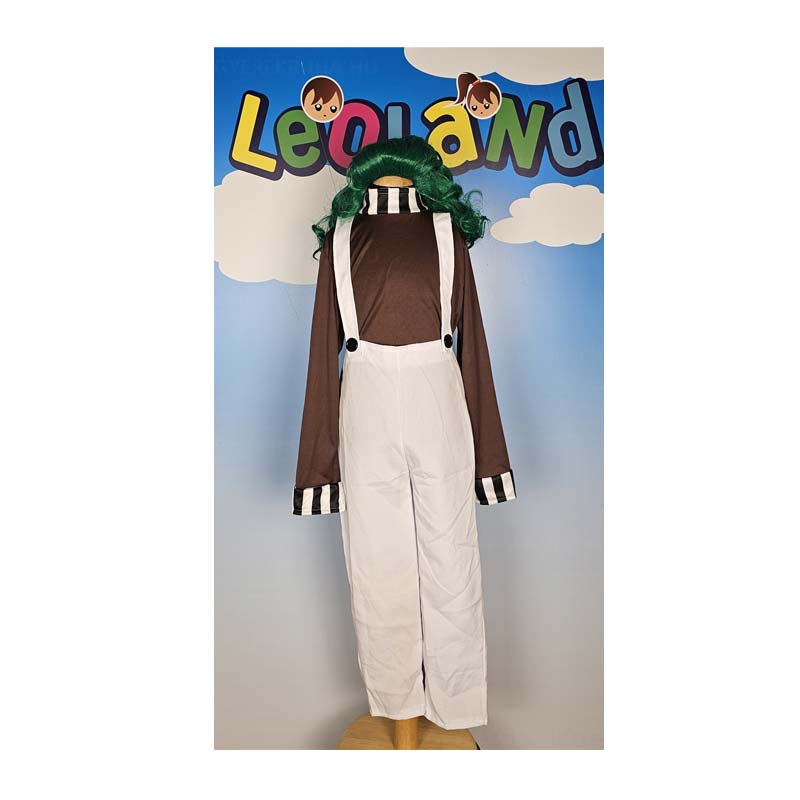Umpa Lumpa fiu gyerek farsangi jelmez zold szinu parokaval Willy Wonka csokigyar