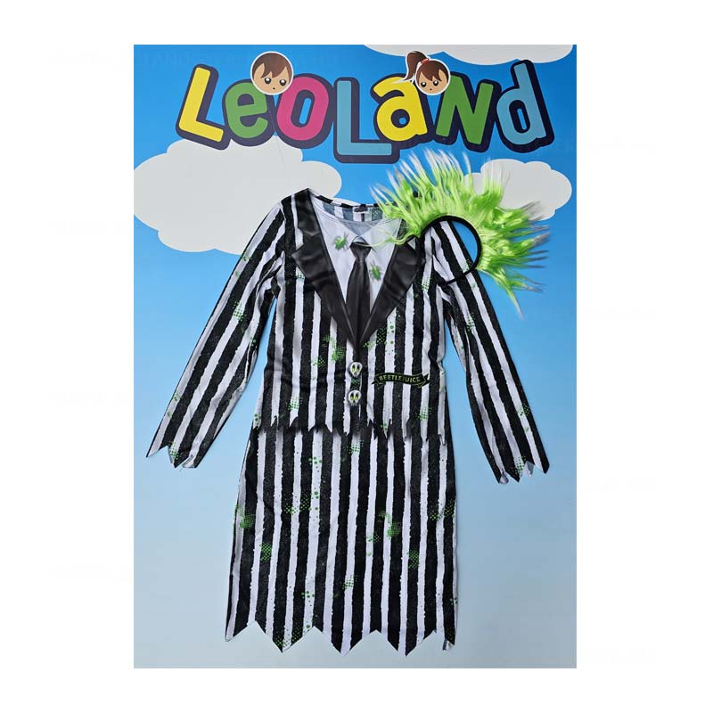 Beetlejuice Noi halloween vagy farsangi jelmez hajpanttal csikos ruha