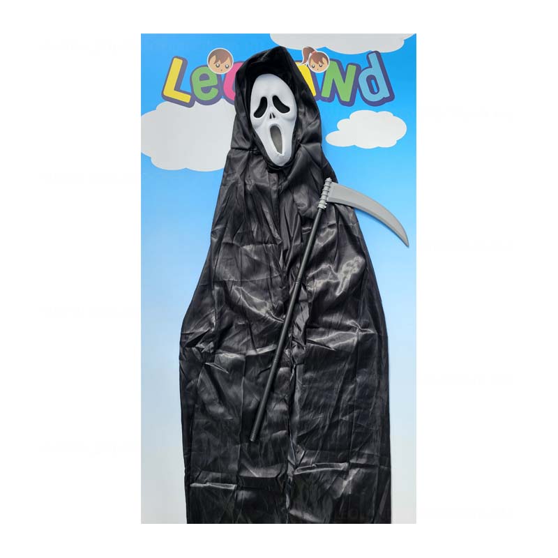 Sikoly gyerek vagy felnott halloween vagy farsangi jelmez maszkkal es kaszaval