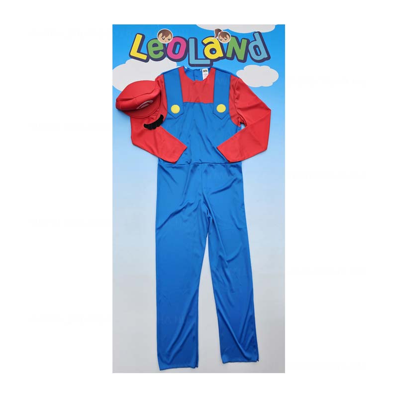 Super Mario felnott ferfi farsangi jelmez kalappal es bajusszal