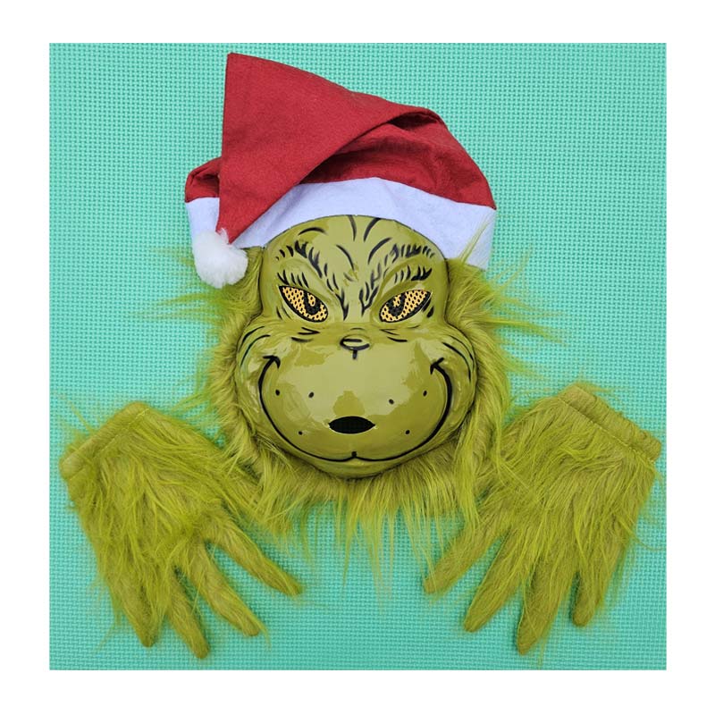 Grincs mano felnott ferfi maszk kesztyuvel