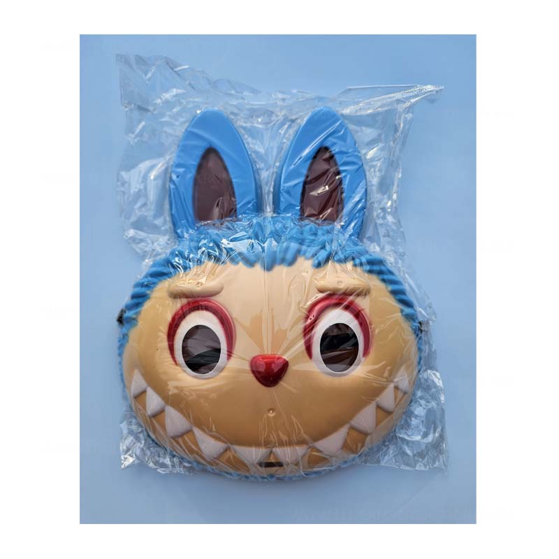 Labubu gyerek fiu lany farsangi muanyag kek szinu maszk